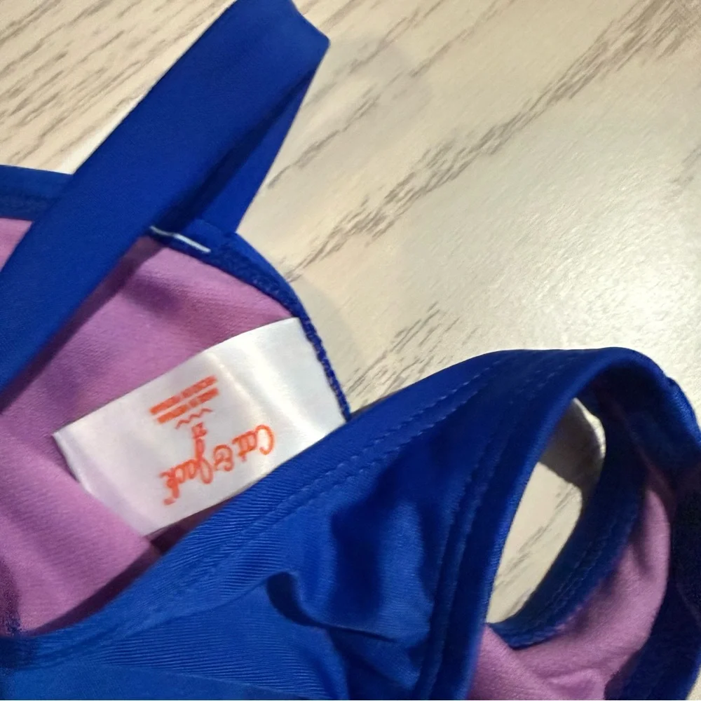 Cat & Jack Toddler Girls Size‎ 2T One Shoulder Swimsuit Blue Purple UPF 50 NEW